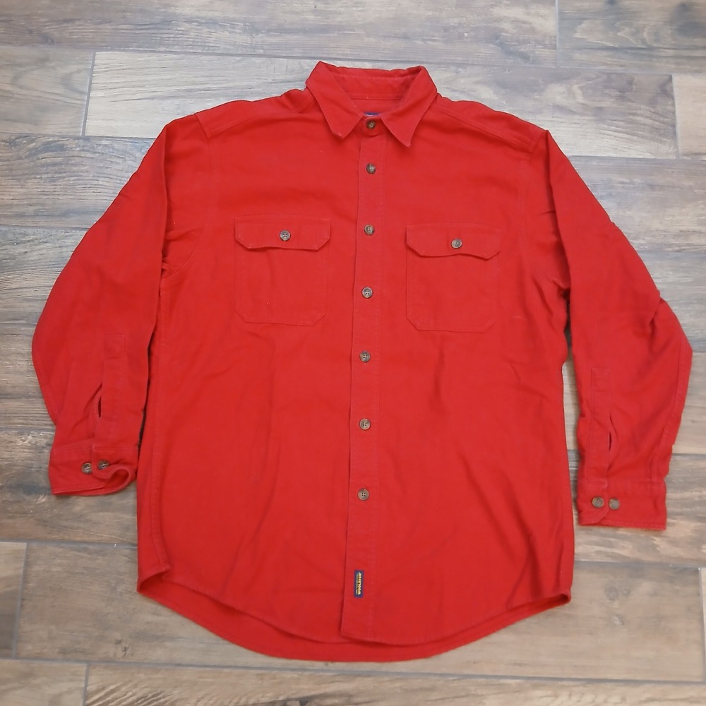 Vintage Woolrich Chamois Flannel Mens Large Red Brushed Shirt Made In Turkey Y2K